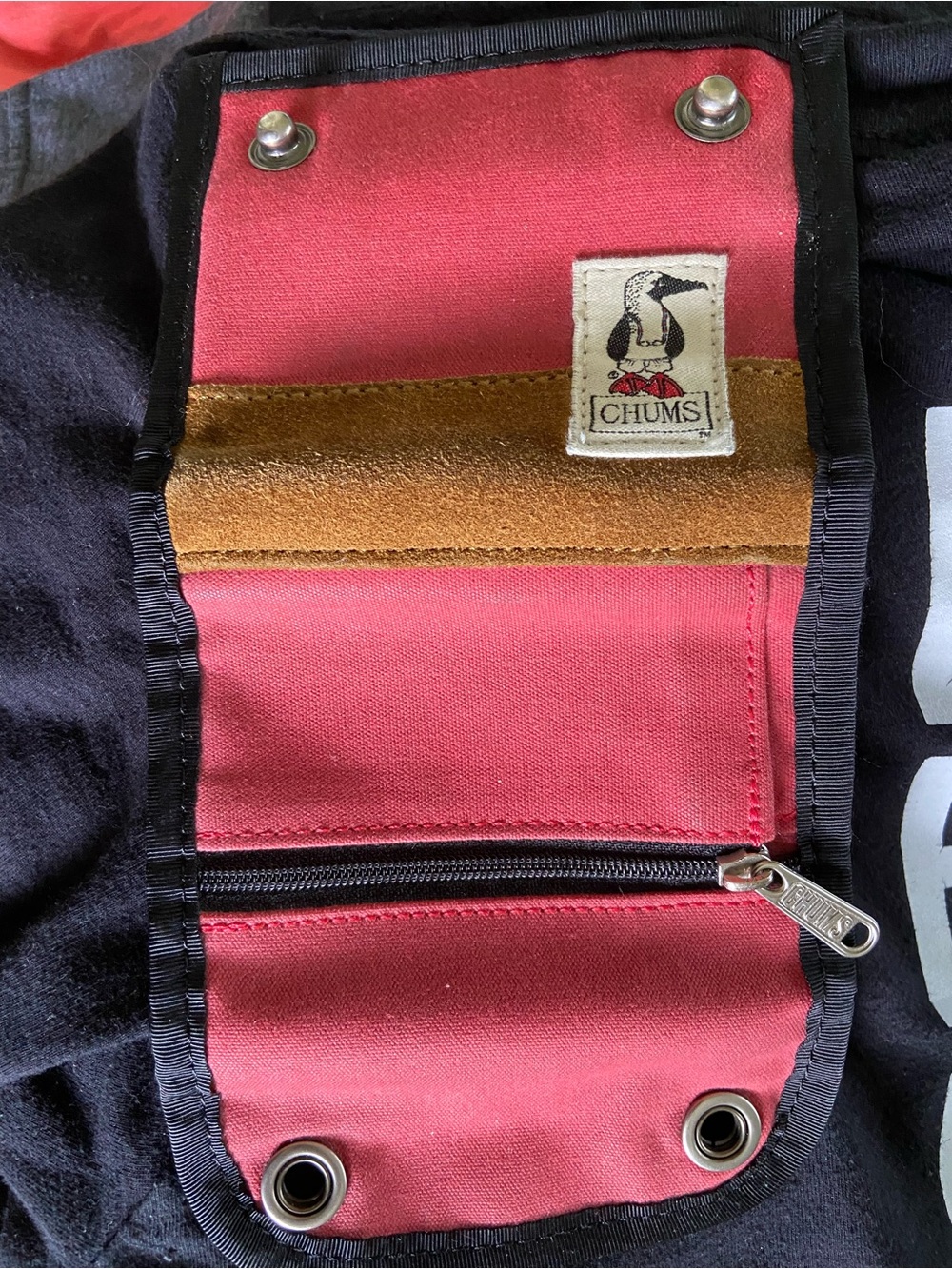 CHUMS Red Canvas Utility Pouch with Suede Accent LIKE NEW!